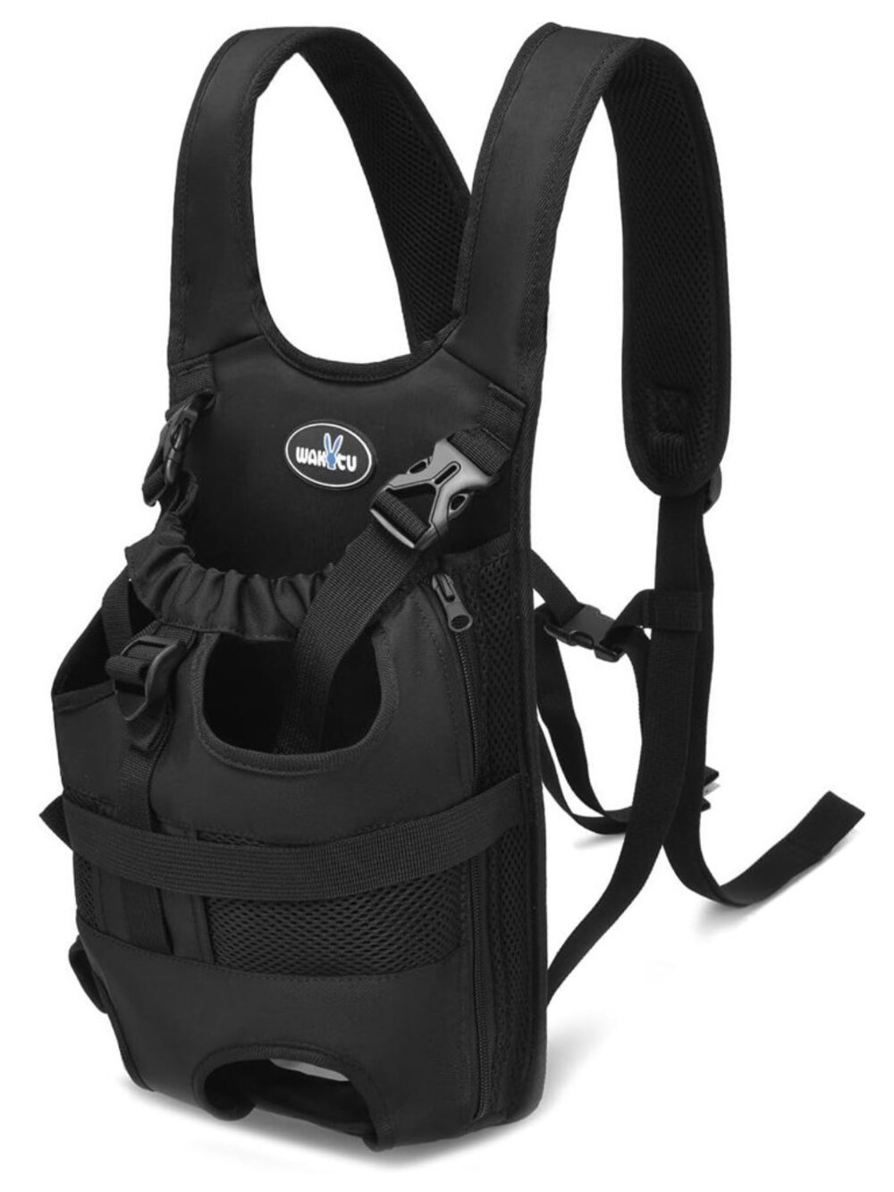 WAKYTU Black Adjustable Front Backpack Dog Carrier - Size Small 16x10